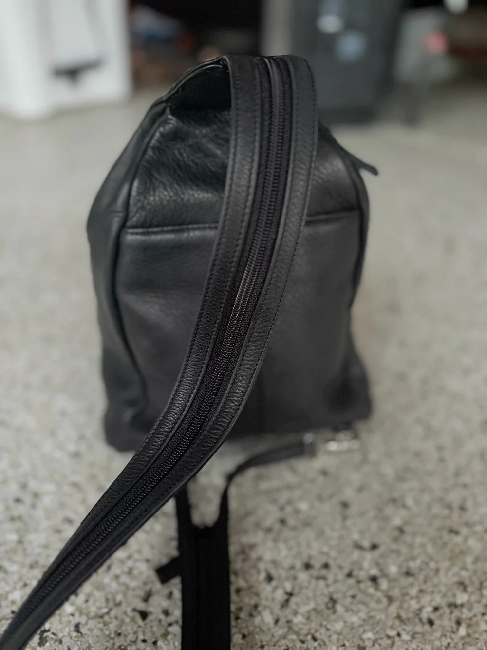 Nine West Black Genuine Leather Sling Backpack Crossbody Bag y2k gorpcore
